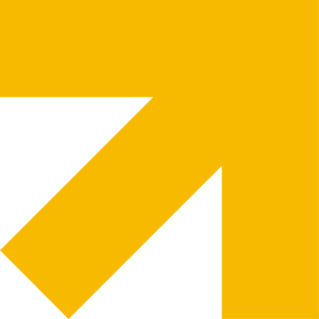 Bold yellow arrow pointing diagonally upward to the right on a transparent background.